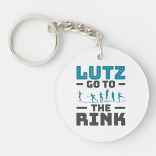Lutz Go to the Rink Figure Skating Skater Men Key Ring