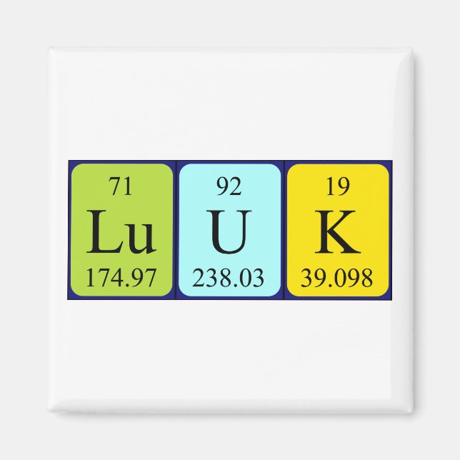 Luuk periodic table name magnet (Front)