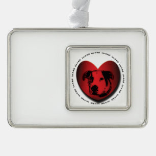 Luv-A-Bull American Bulldog Pit Bull Heart Silver Plated Framed Ornament
