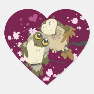 Luv Birds~owl heart stickers