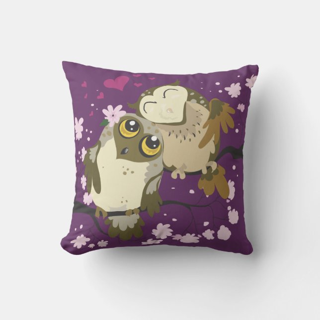 Luv Birds~ owl throw pillow (Front)