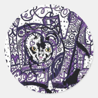 Luv Cat, custom cat design Classic Round Sticker