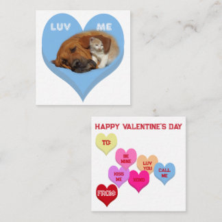 LUV ME Valentine's Critters Conversation Hearts Card