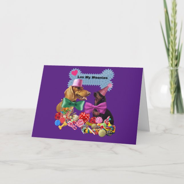 Luv My Weenies Matching Purple Greeting Card (Front)