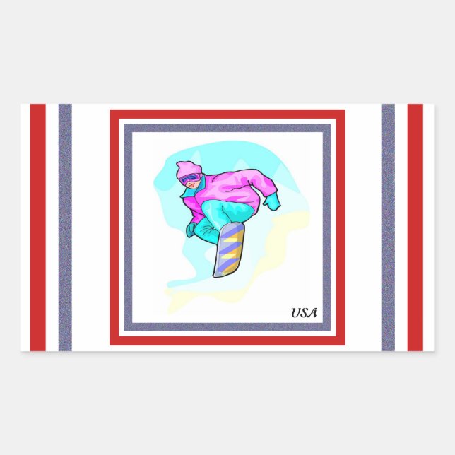 Luv to Snowboard - Rectangular Sticker (Front)