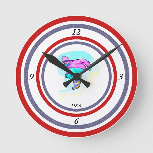 Luv to Snowboard - Round Clock (Front)