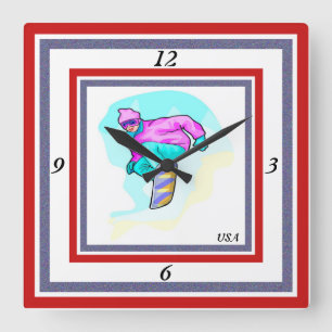 Luv to Snowboard - Square Wall Clock