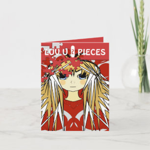 Luv U 2 Pieces Ultra Cute Anime Girl Holiday Card