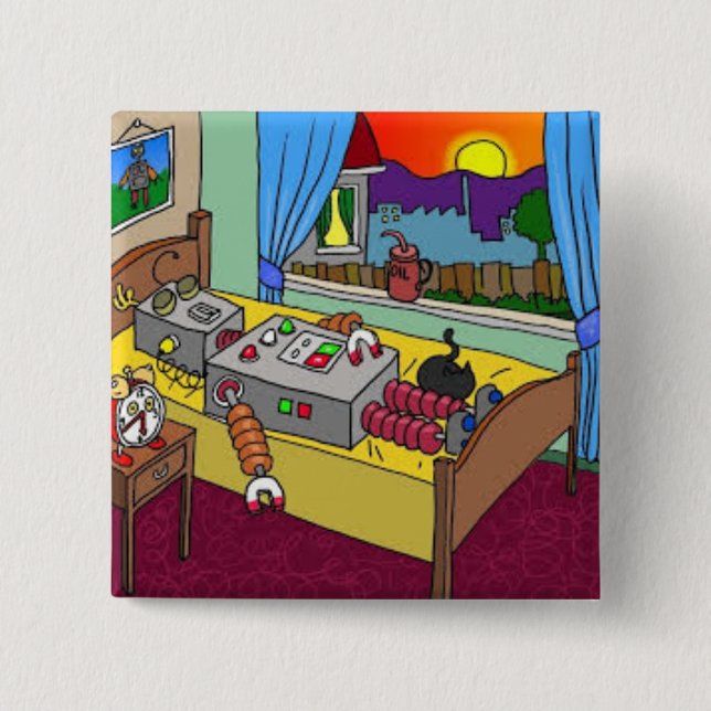 Luv U ❤️ Luv Me Robbie Robot Sleeping Square Badge (Front)