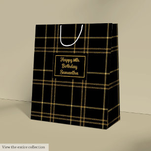 Lux Black Gold Wedding Gift Bag With Name