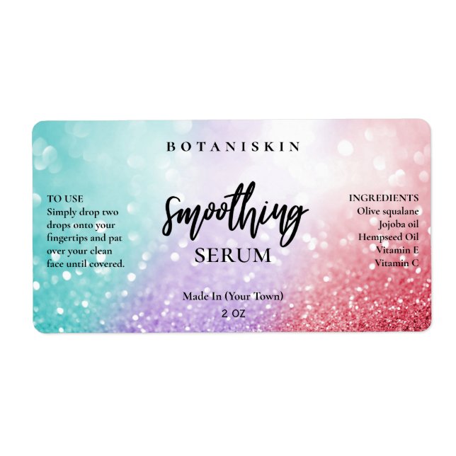 Lux Cotton Candy Glitter Face Serum Labels (Front)
