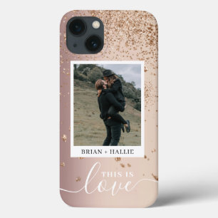 Lux Couple Photo Rose Gold Glitter iPhone 13 Case