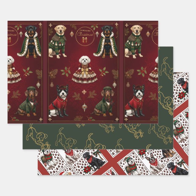 Lux Editorial Christmas Wrap Flat Sheet Set of 3 (Set)