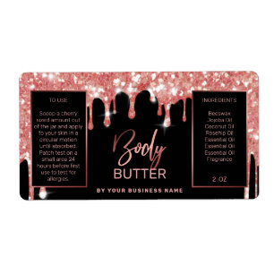 Lux Glitter Black And Rose Gold Body Butter Labels