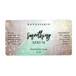 Lux Glitter Mint And Silver Face Serum Labels