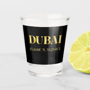 Lux Gold Dubai Latitude & Longitude Shot Glass