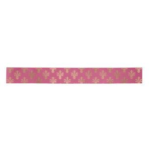 Lux Gold Fleur de Lis and Raspberry Sorbet Satin Ribbon