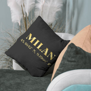 Lux Gold Milan Latitude & Longitude Black  Cushion