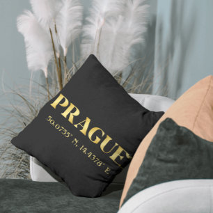 Lux Gold Prague Latitude & Longitude  Cushion