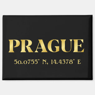 Lux Gold Prague Latitude & Longitude Magnet