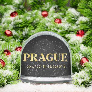 Lux Gold Prague Latitude & Longitude Snowglobe