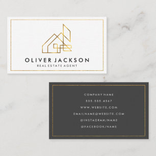 Lux Gold Real Estate House   Gold Border Business Card