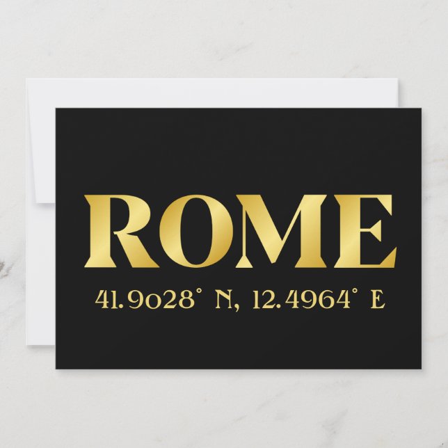 Lux Gold Rome Latitude & Longitude Greeting Card (Front)