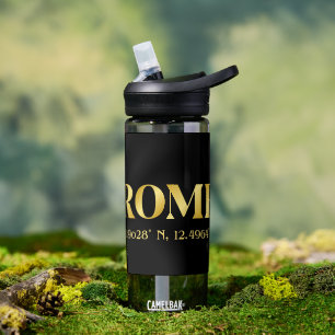 Lux Gold Rome Latitude & Longitude  Water Bottle