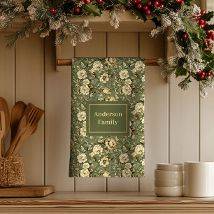 Lux Green Gold Print Personalized Kitchen Towel 