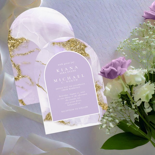 Lux Ink Lavender Abstract Arch ID990 Invitation (Creator Uploaded)