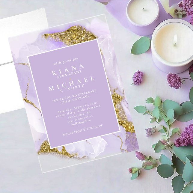 Lux Ink Lavender Abstract ID990 Acrylic Invitations (Creator Uploaded)