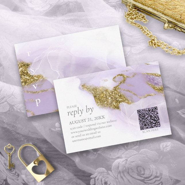 Lux Ink Lavender Abstract ID990 RSVP Card (Creator Uploaded)
