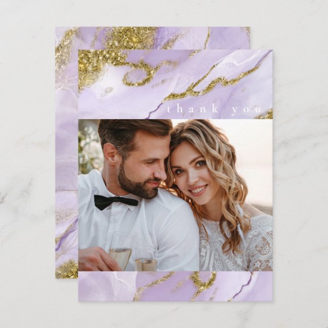 Lux Ink Lavender Abstract ID990 Thank You Card (Front/Back)