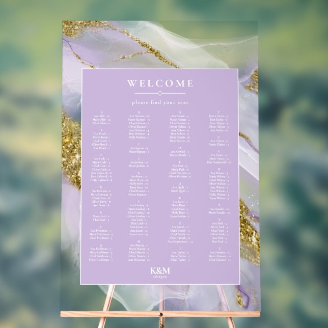 Lux Ink Lavender Abstract Seating Chart ID990 (Neutral)