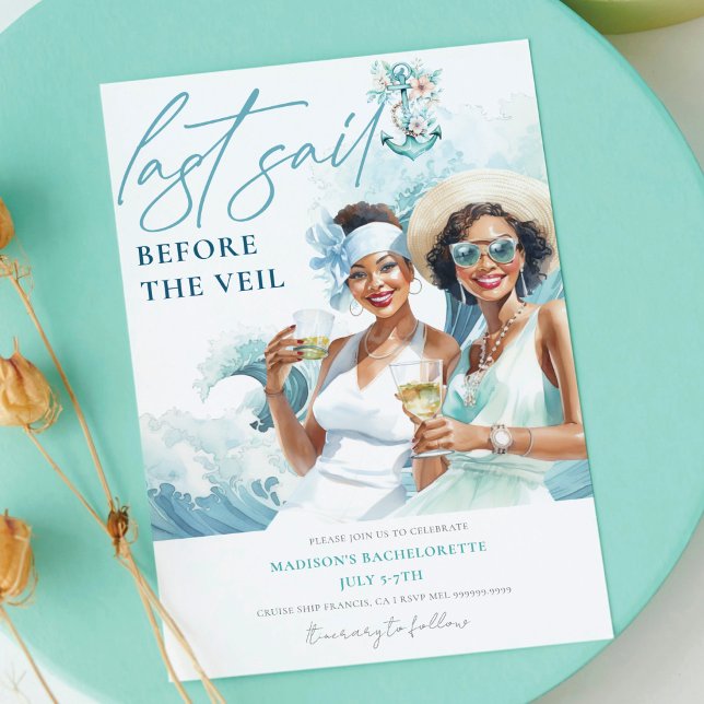 Lux Last Sail before the Veil Cruise Bachelorette  Invitation (Creator Uploaded)