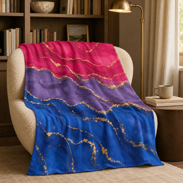 Lux Marble Bisexual Pride Colours Fleece Blanket (Creator Uploaded)