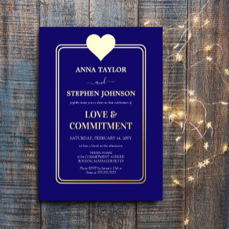 Lux Navy Blue and Gold Heart Commitment Ceremony