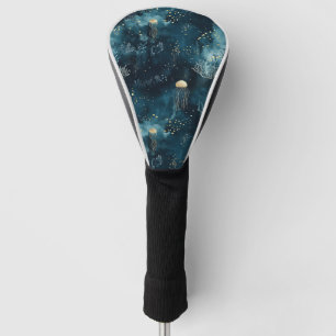 Lux Ocean Jellyfish & Coral Gold Pattern (1) Golf Head Cover