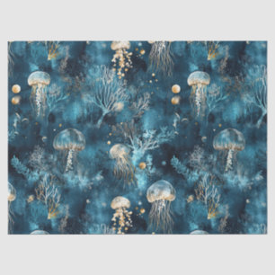 Lux Ocean Jellyfish & Coral Gold Pattern (2) Tissue Paper