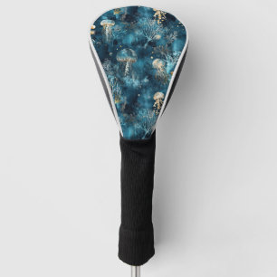 Lux Ocean Jellyfish & Coral Gold Pattern Golf Head Cover