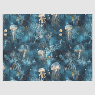 Lux Ocean Jellyfish & Coral Gold Pattern Tissue Paper