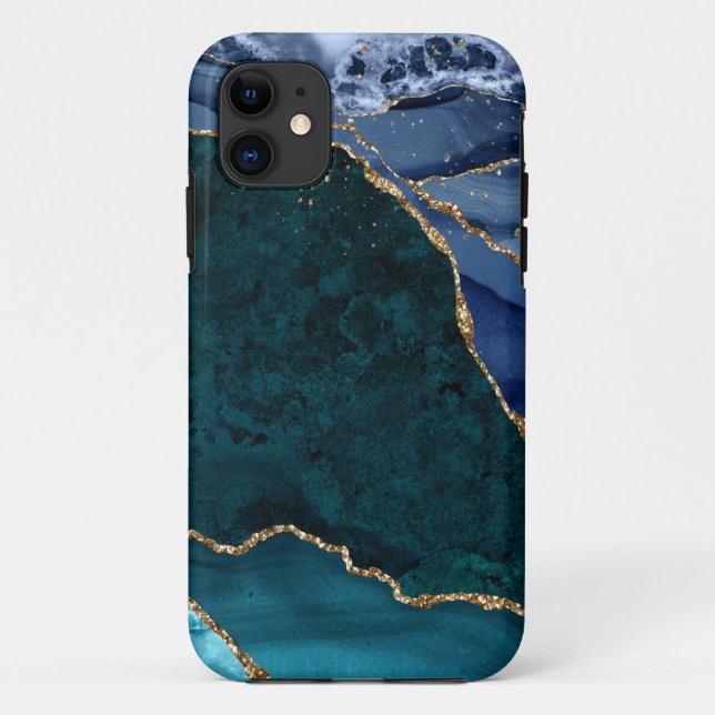 Lux Peacock Agate & Gold  Case-Mate iPhone Case (Back)