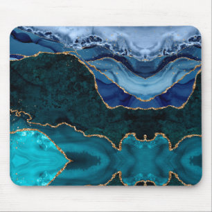 Lux Peacock Agate & Gold   Mouse Pad