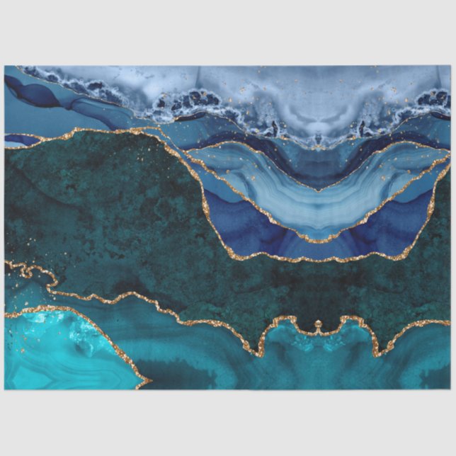 Lux Peacock Agate & Gold  Tissue Paper (Front)