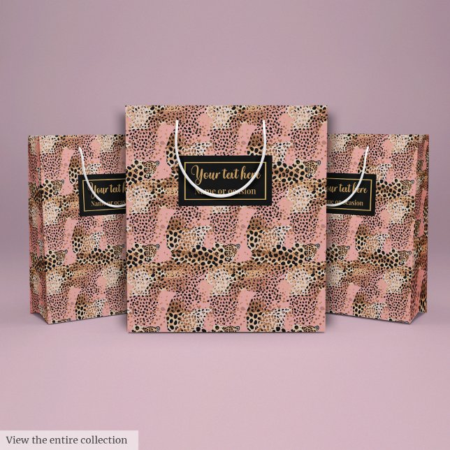 Lux pink and gold leopard skin birthday gift bag (Lux pink and gold leopard skin birthday gift bag)