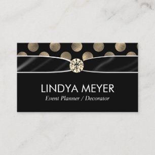 Lux Polka Dot Ribbon and Diamond Centre Piece Business Card