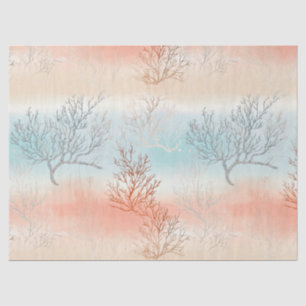 Lux Watercolor Coastal Coral & Ocean Waves (1) Tissue Paper