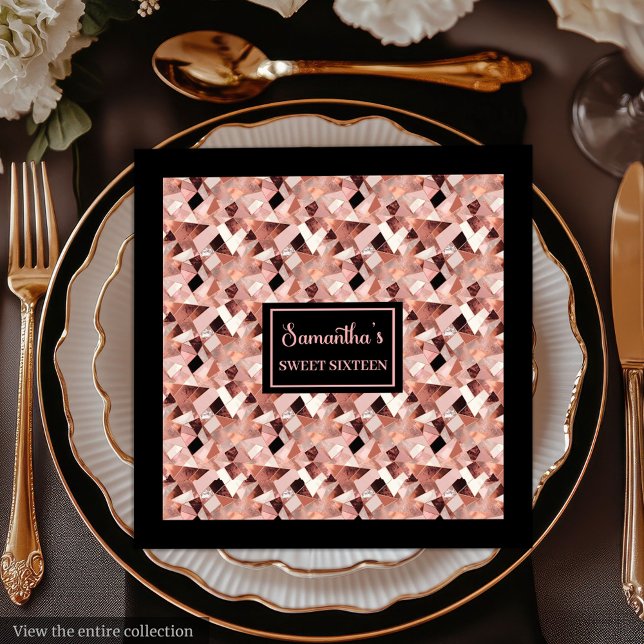 Lux Wedding Napkins Rose Gold Glitter Metallic (Lux Wedding Napkins Rose Gold Glitter Metallic)