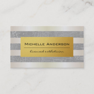 Lux White Gold Stripes with Gold Business Card
