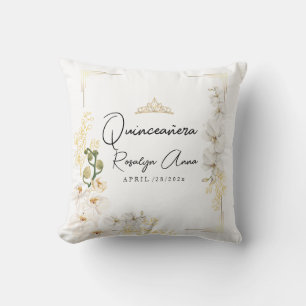 Lux White Orchid Princess Tiara Quinceañera  Cushion